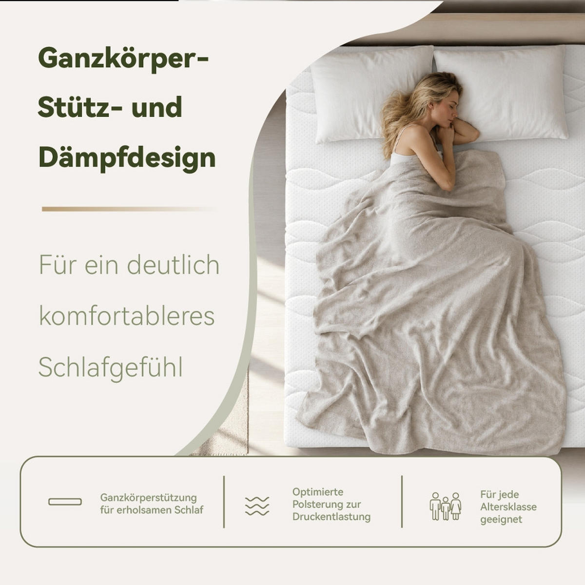 TASCHENFEDERKERNMATRATZE, 7 ZONEN, HÄRTEGRAD H3, ÖKO-TEX, 120/200 cm - Weiß, Metall (120/200cm) - Rolipo