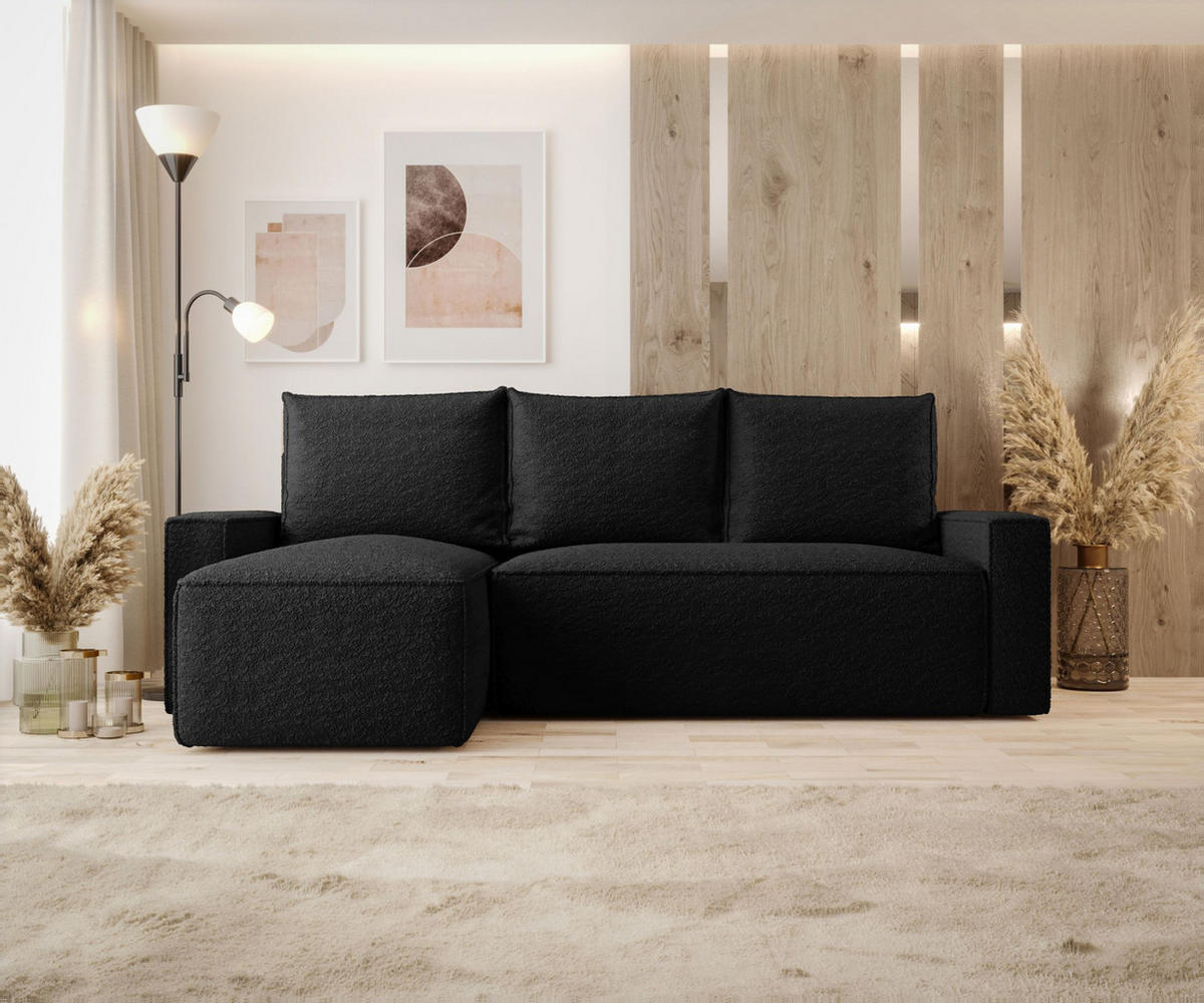 ECKSOFA mit Schlaffunktion SAVIO Quelle 100 Links - Schwarz, Textil (232/140cm) - Bedante