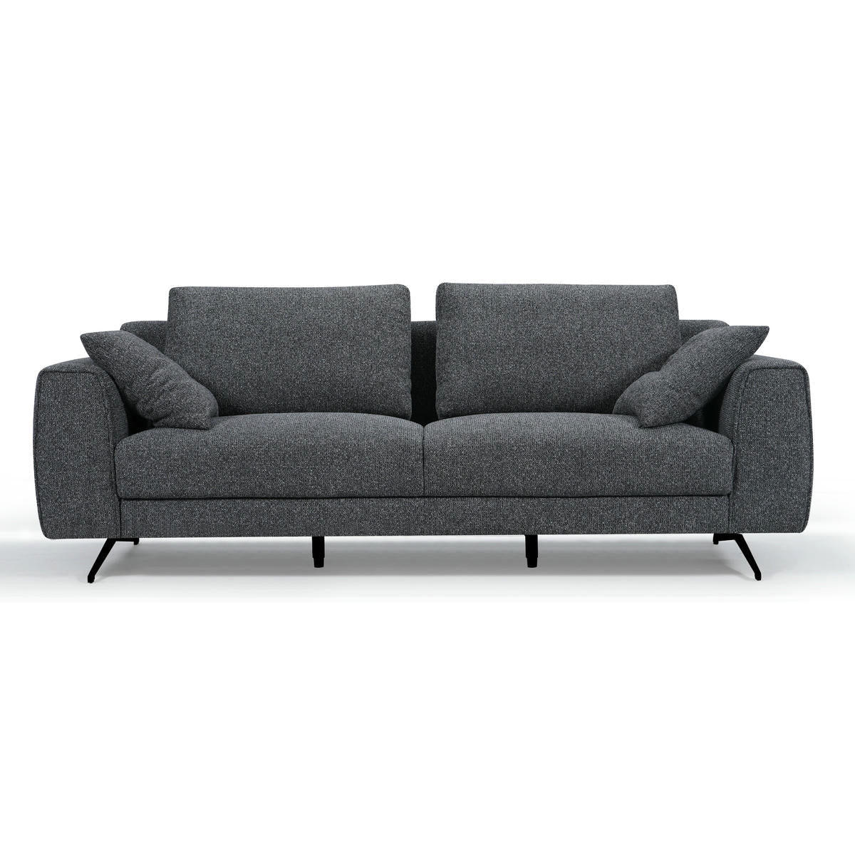 DREISITZER-SOFA Webstoff Grau - Schwarz/Grau, Textil/Metall (217/84/92cm) - Furnhouse