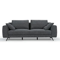 DREISITZER-SOFA Webstoff Grau - Schwarz/Grau, Textil/Metall (217/84/92cm) - Furnhouse