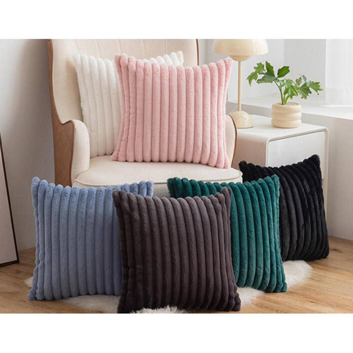 KISSENHÜLLE Velvety 50/50 cm，2er-Set - Beige, Textil (50/50cm) - Kaket