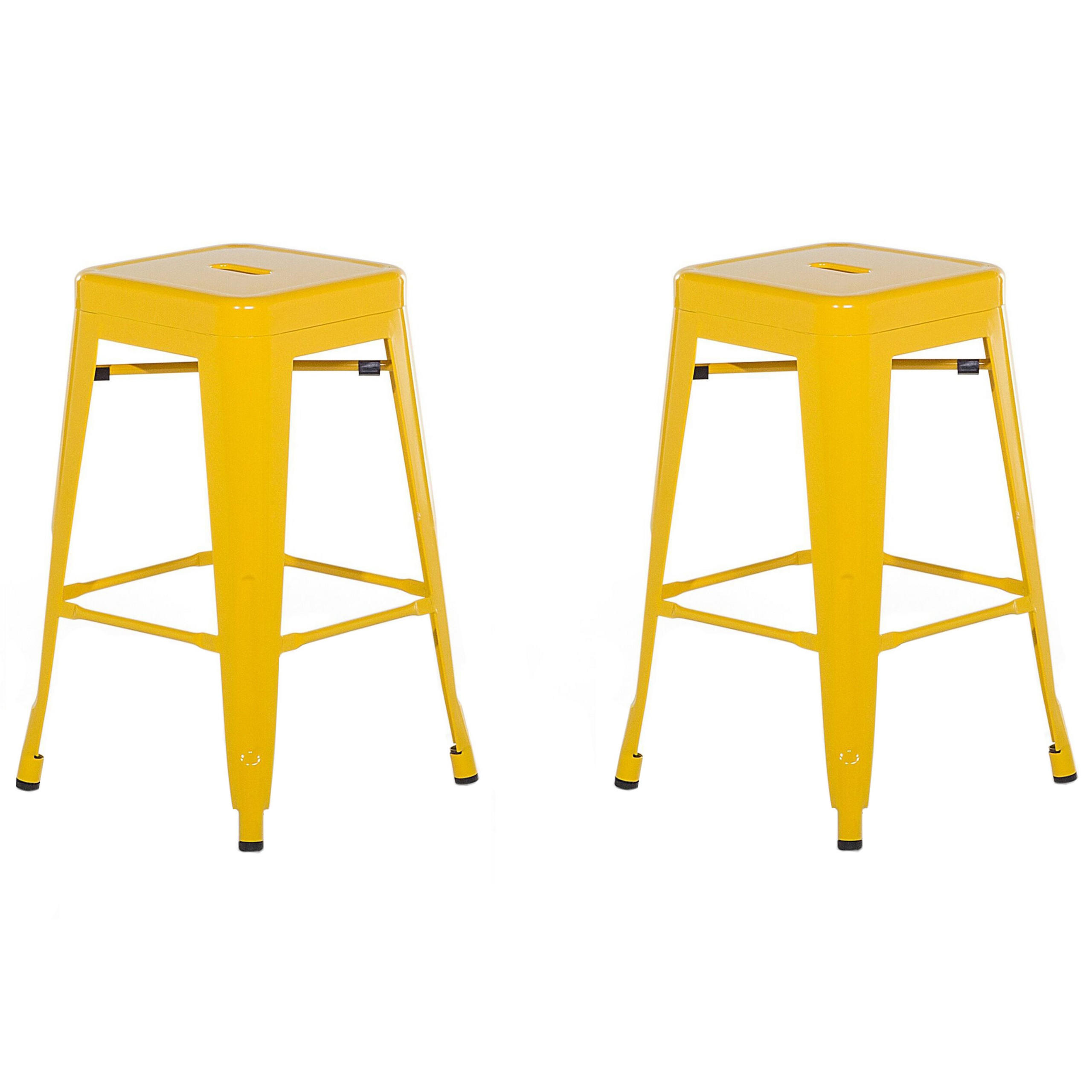 HOCKER 2er-Set Metall Gelb Cabrillo - Gelb, Metall (42/60/42cm) - Beliani