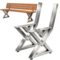 BANKGESTELL mit Lehne Edelstahl Set DIY Bank - Edelstahlfarben, Metall (45/76/6cm) - DanDiBo