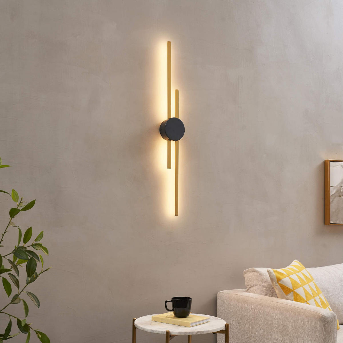 WANDLEUCHTE Pia, Messing und Schwarz, 89cm - Schwarz, Metall (12/89/12cm) - KOSILUM