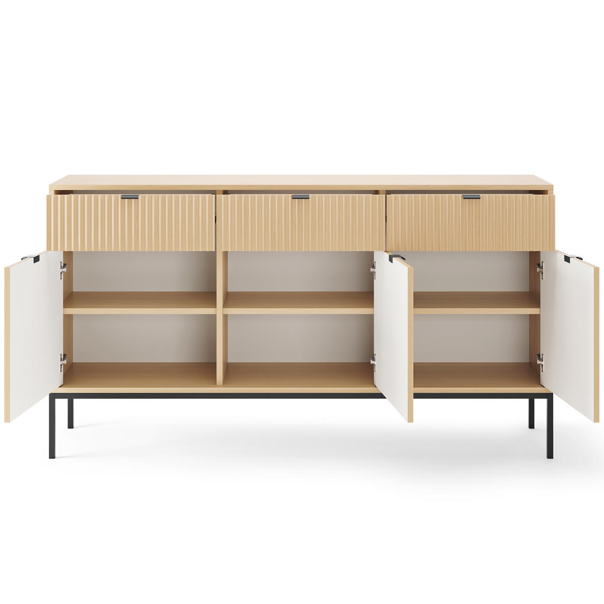 SIDEBOARD STELLARE 154x39x83 cm mit 3 Schubladen und 3 Türen Eichefarben - Braun, Holzwerkstoff (154/83/39cm) - MASSENO