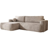 ECKSOFA Marion mit Schlaffunktion & Bettkasten in Chenille Taupe, Beige-Grau, Links 267/154/83 cm - Taupe/Schwarz, Kunststoff/Textil (267/154cm) - WFL GROUP
