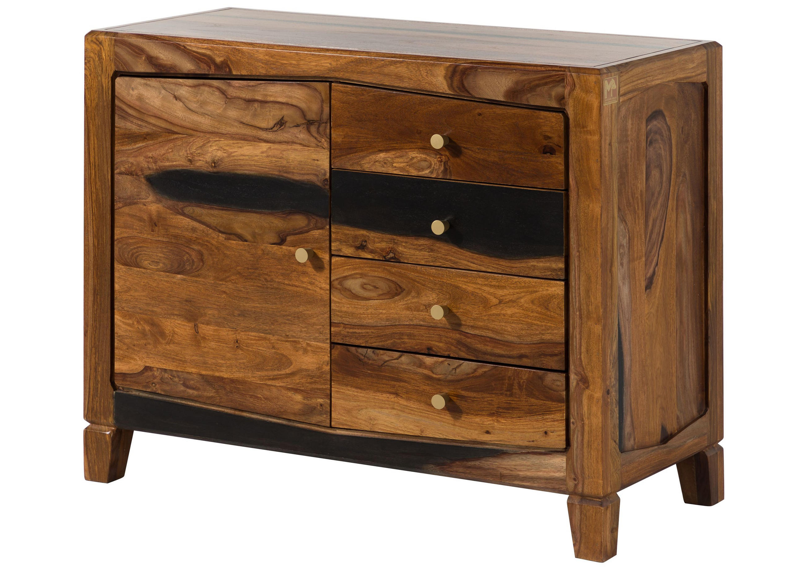 KOMMODE Sheesham 100x45x80 dunkelbraun lackiert ANCONA #215 - Dunkelbraun, Holz (100/80/45cm) - Massivmoebel24