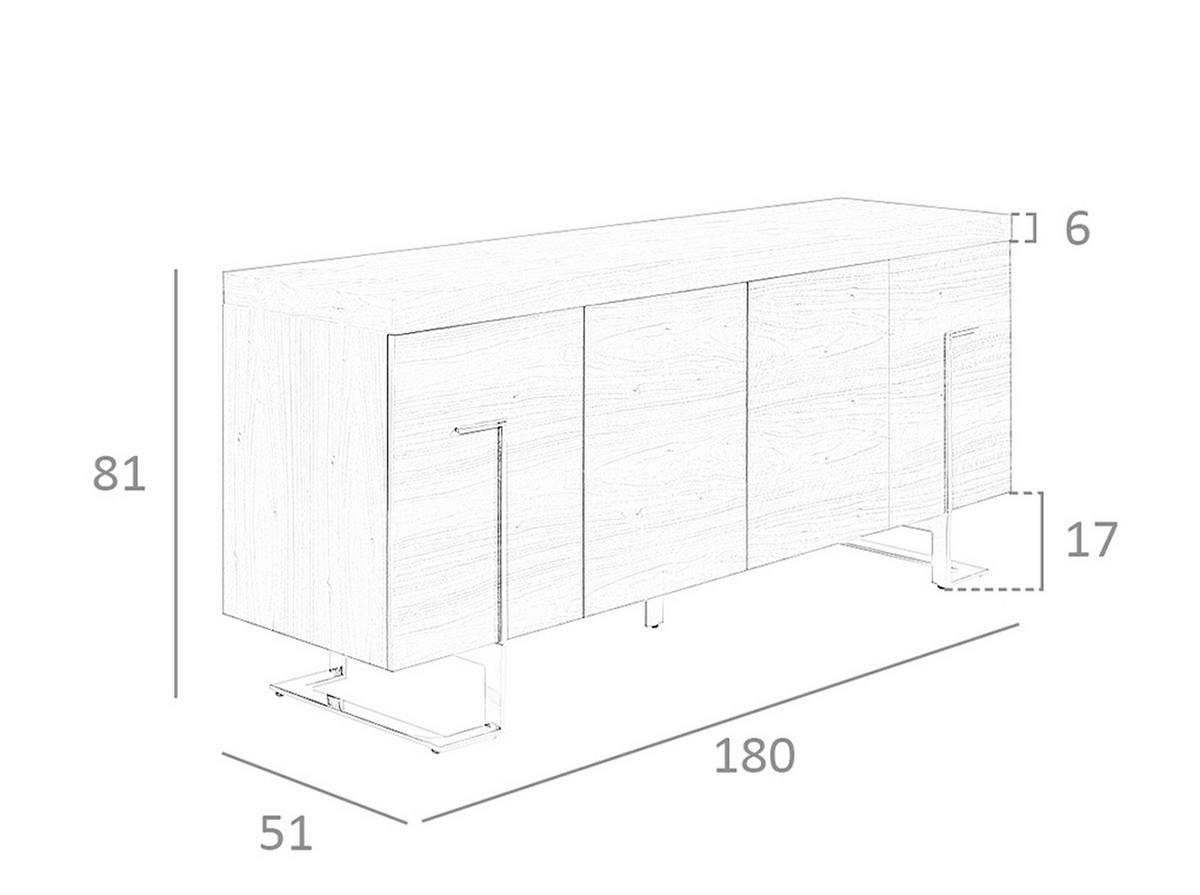 SIDEBOARD Walnuss Stahl 180/51/81 cm - Edelstahlfarben/Walnussfarben, Holz (180/81/51cm) - ANGEL CERDA