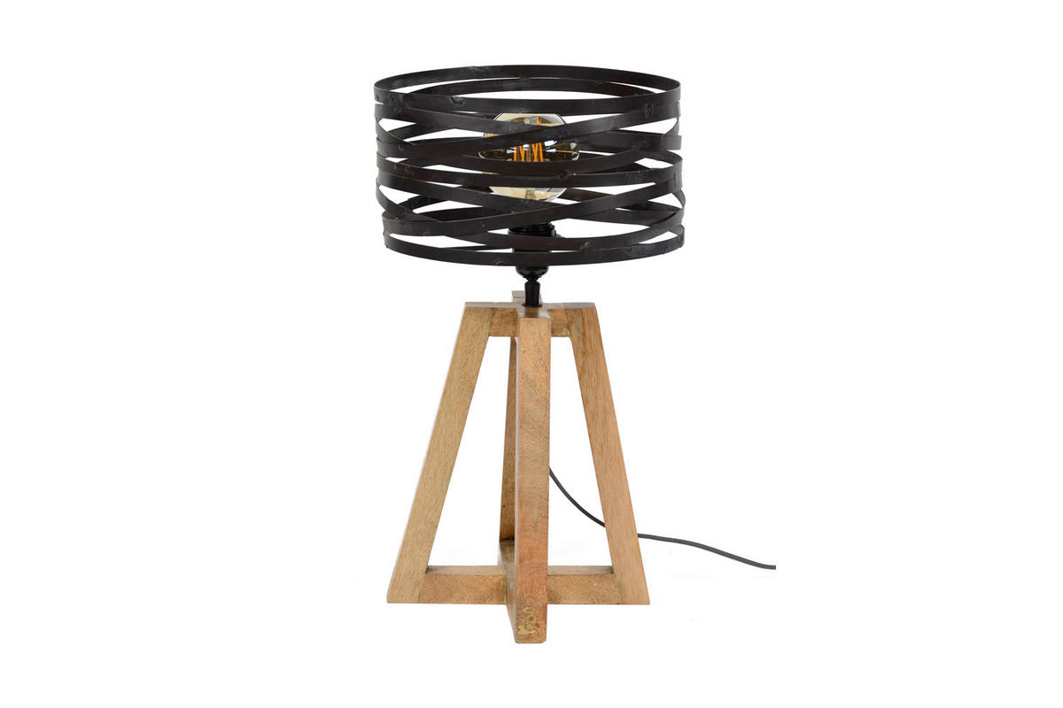 TISCHLAMPE DALIAN Schwarz Holz - Schwarz, Holz (29/29/50cm) - KAWOLA