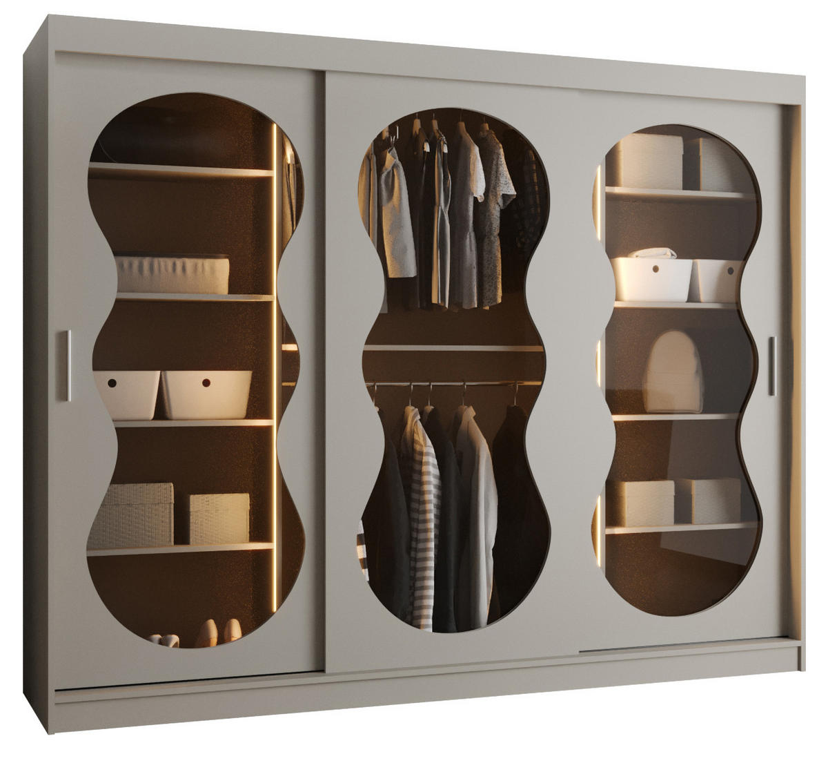 SCHWEBETÜRENSCHRANK 200/250/62 3-türig - Kaschmir, Holz (250/200/62cm) - Abiks Möbel