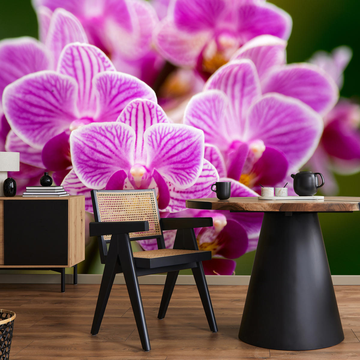 FOTOTAPETA Pre Obývaciu Izbu Kytica Fialových Orchideí 450 x 315 cm - zelená/ružová, papier (450/315cm) - Muralo