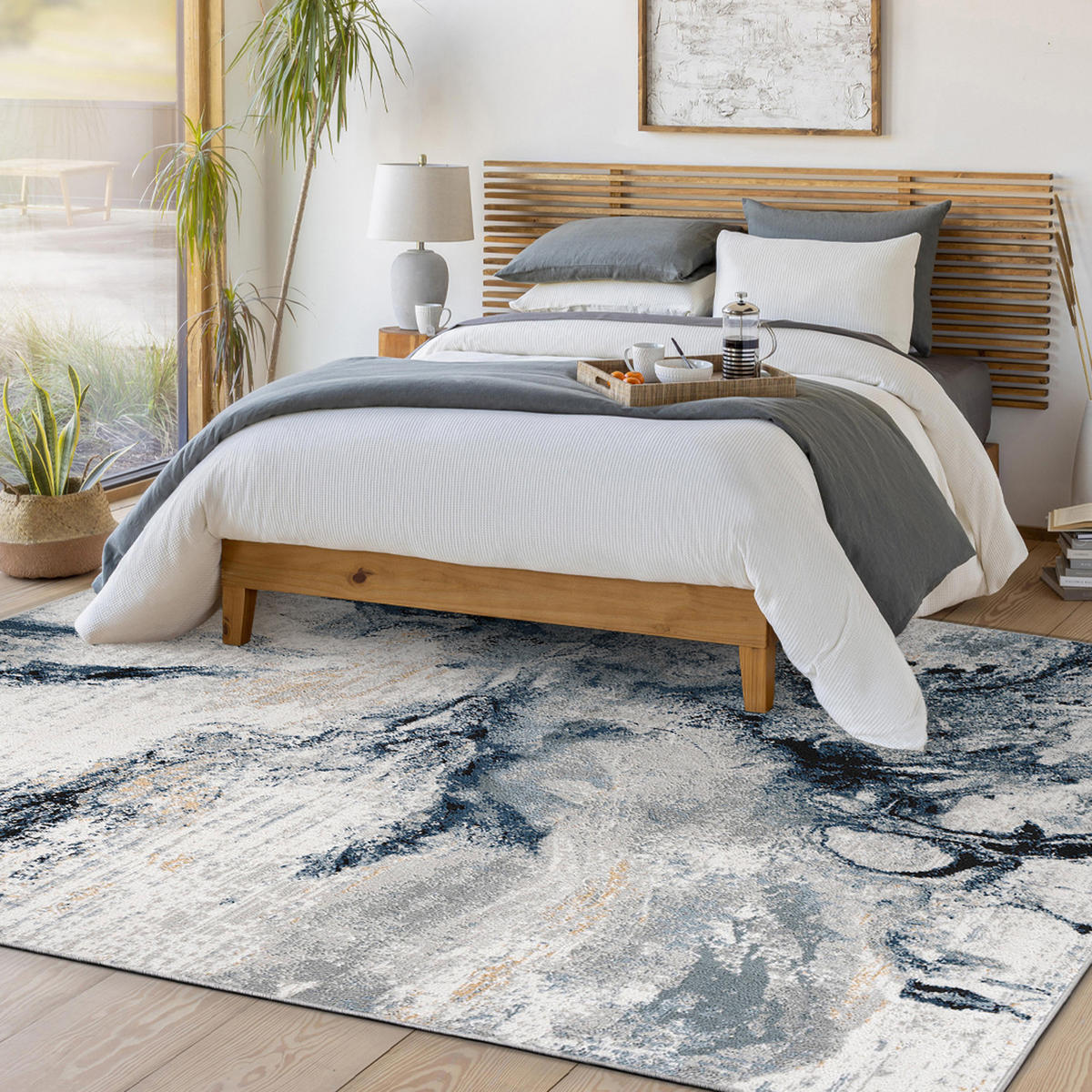 KURZFLORTEPPICH Emma 160/220 cm Dunkelblau - Blau/Grau, Textil (160/220cm) - LIVABLISS