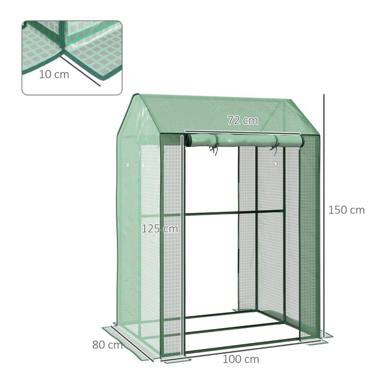 GEWÄCHSHAUS 100/150/80 cm Grün aus Stahl mit 2 Türen - Grün, Metall (80/150/100cm) - OKMYHOME