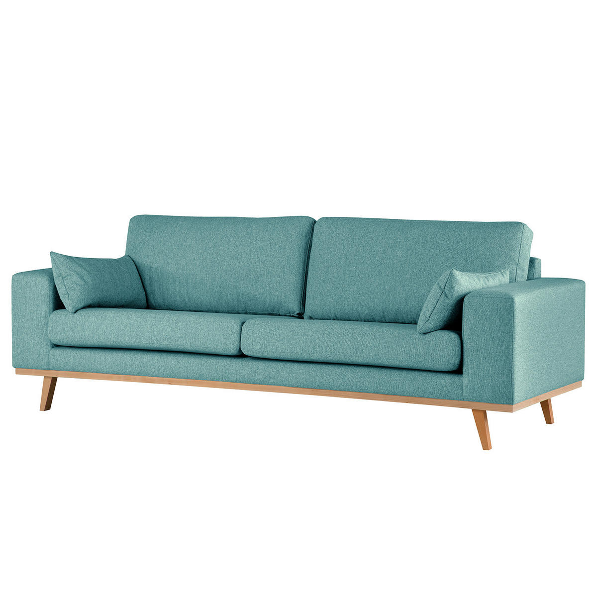 2-SITZER SOFA - Buchefarben/Petrol, Buchenholz/Textil (197/81/88cm) - home24