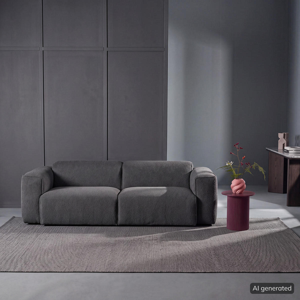 3-SITZER SOFA - Anthrazit/Schwarz, Kunststoff/Textil (251/71/102cm) - home24