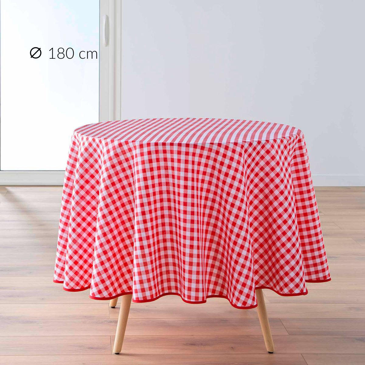 TISCHDECKE Vichy Ø 180 cm - Rot, Textil (180cm) - Douceur d´intérieur