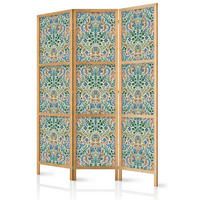 PARAVENT Japanischer 3-tlg 135x172 cm Natur Blumen - Multicolor, Holz/Textil (135/172/3cm) - Muralo