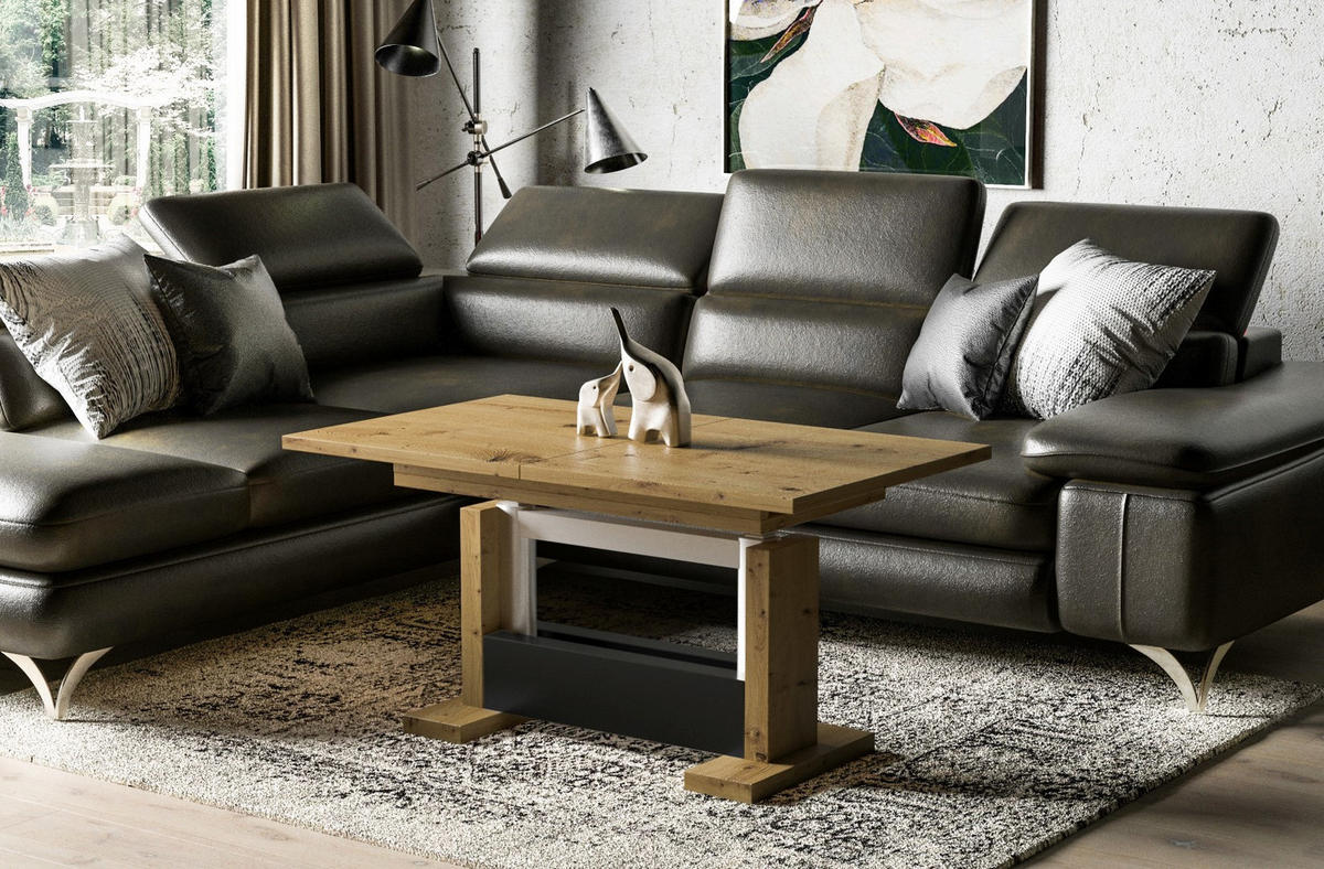 COUCHTISCH Kella höhenverstellbar ausziehbar bis 170 cm - Eiche Artisan, Holzwerkstoff (110/65/58cm) - Endo-Moebel