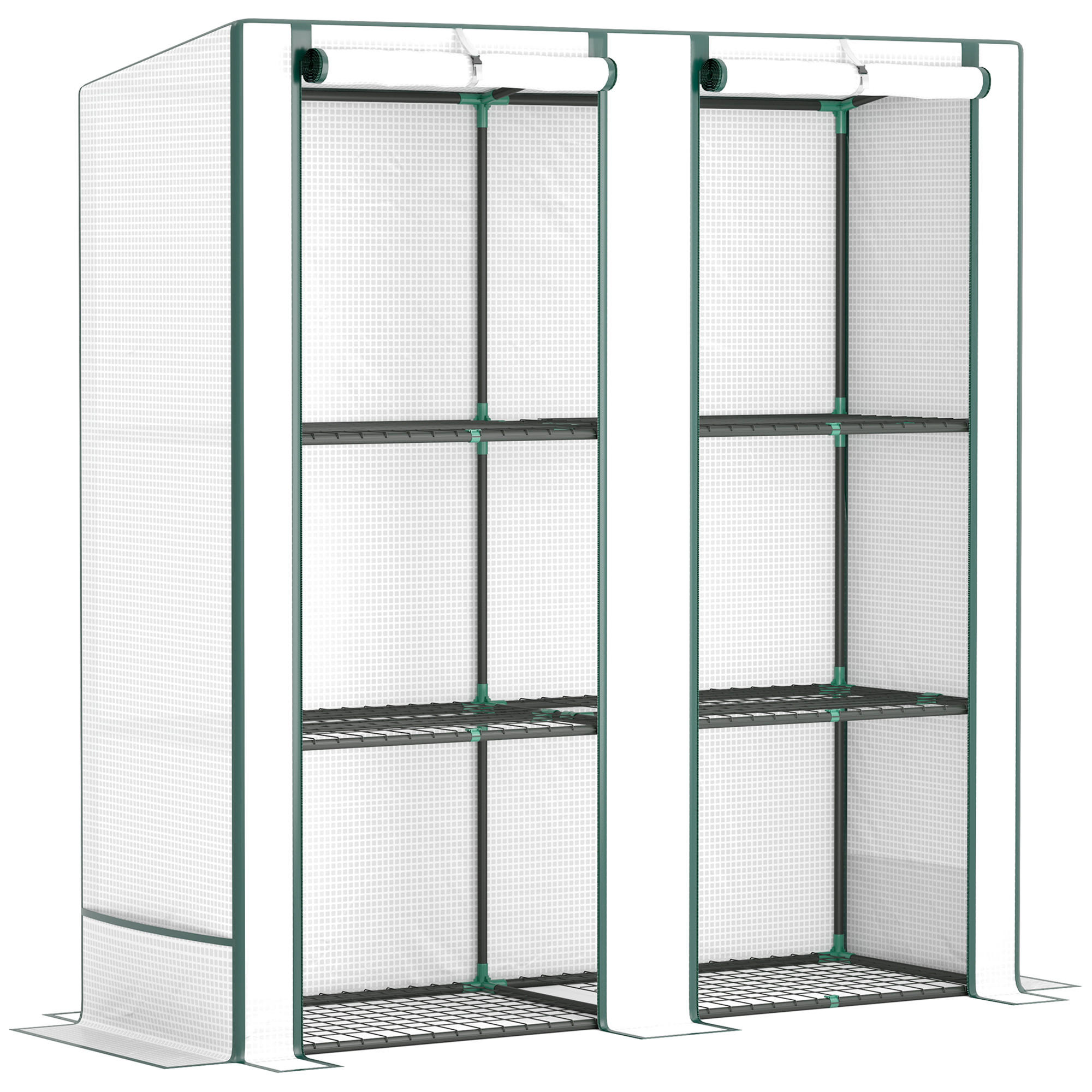 GEWÄCHSHAUS, 144L x 48B x 152H cm - Weiß, Kunststoff/Metall (48/152/144cm) - Outsunny