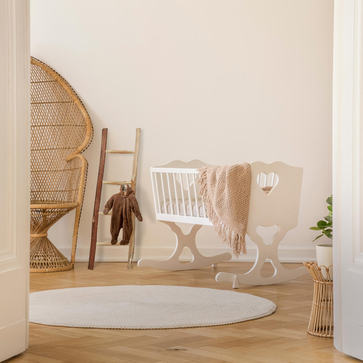 DEKORATÍVNY rebrík - svetlohnedá, drevo (35/116/4.5cm) - Relaxdays