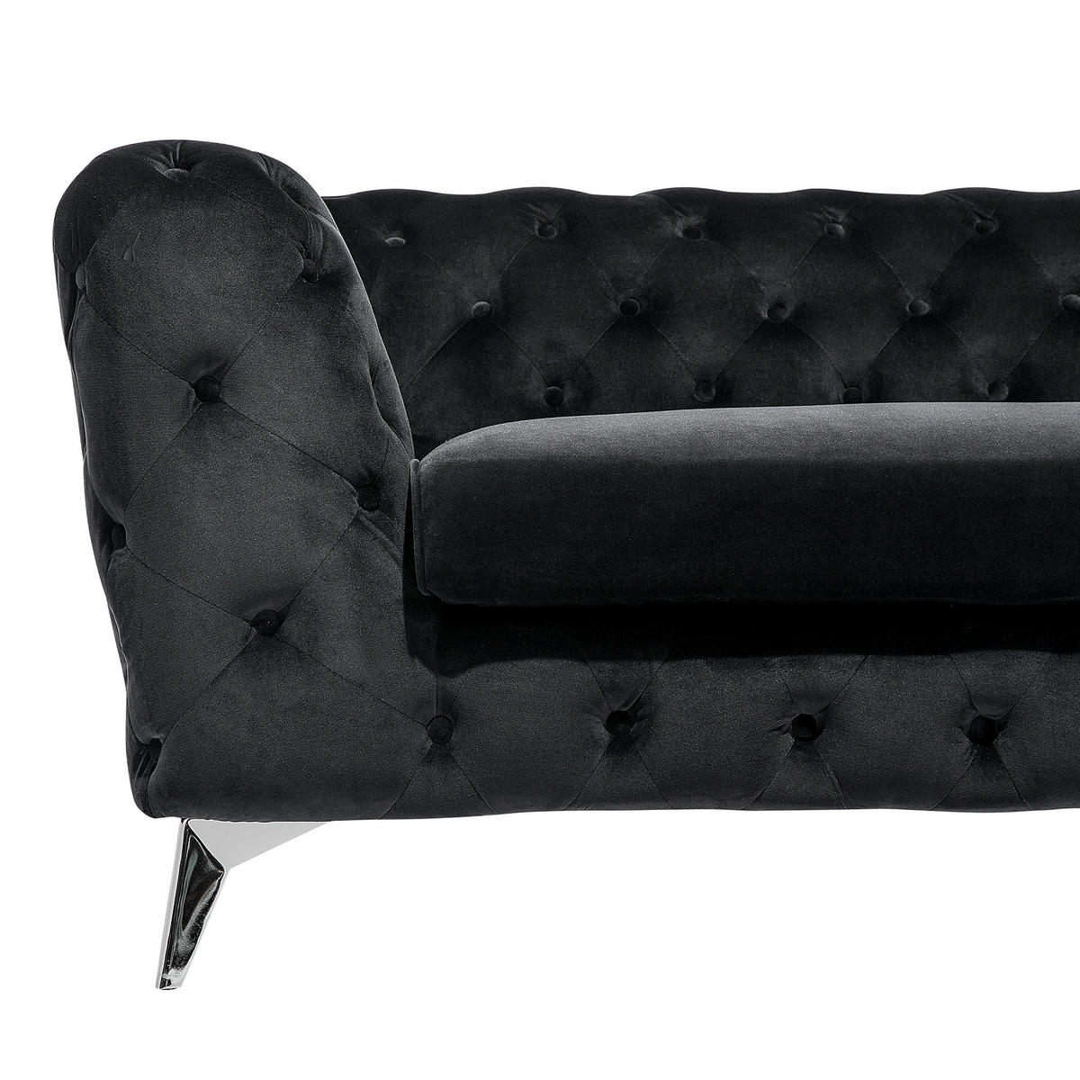 3-SITZER-SOFA Samtstoff Schwarz Sotra - Schwarz, Textil (224/70/85cm) - Beliani