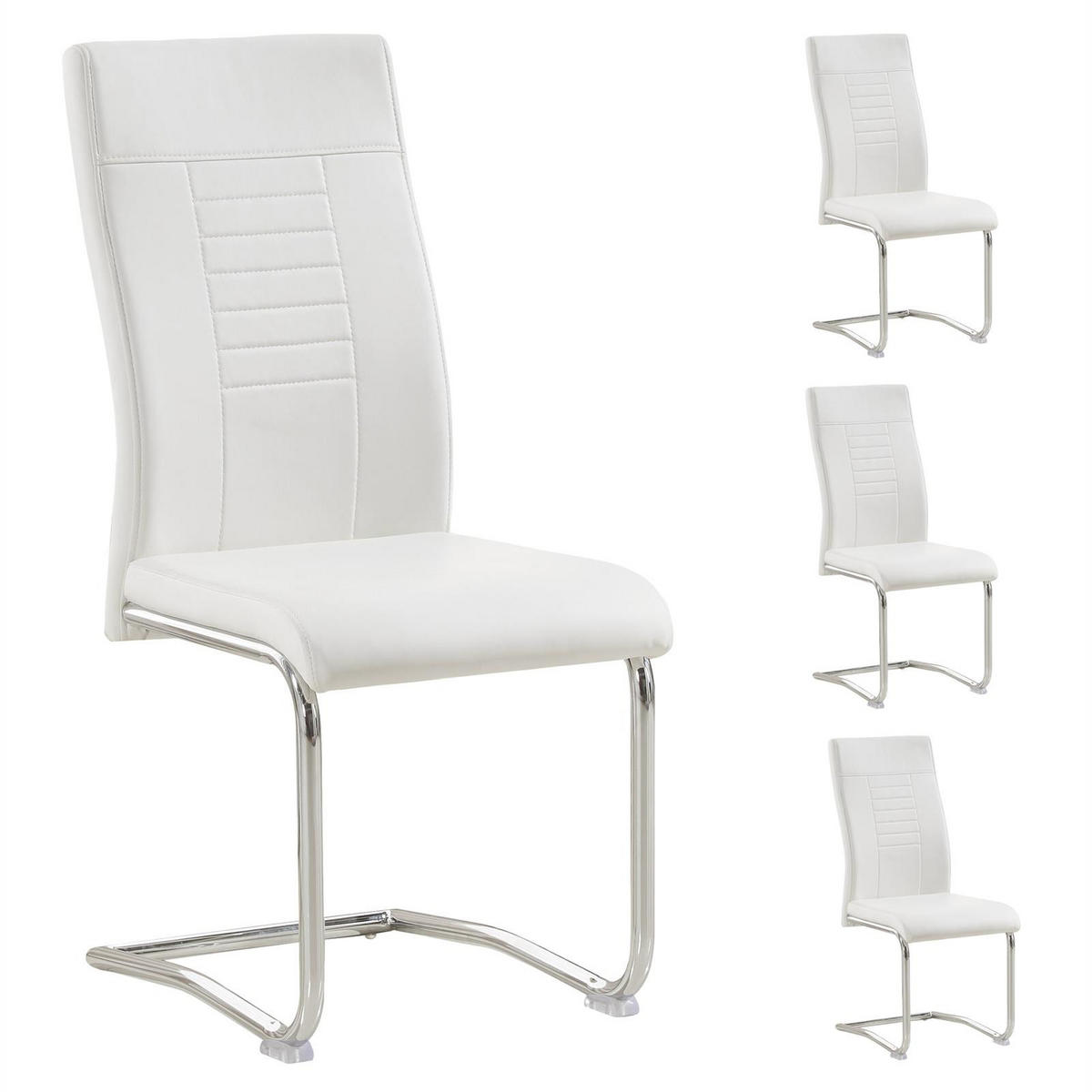 ESSZIMMERSTUHL LOANO 4ER-SET - Weiß, Textil (42/98/60cm) - CARO-Möbel