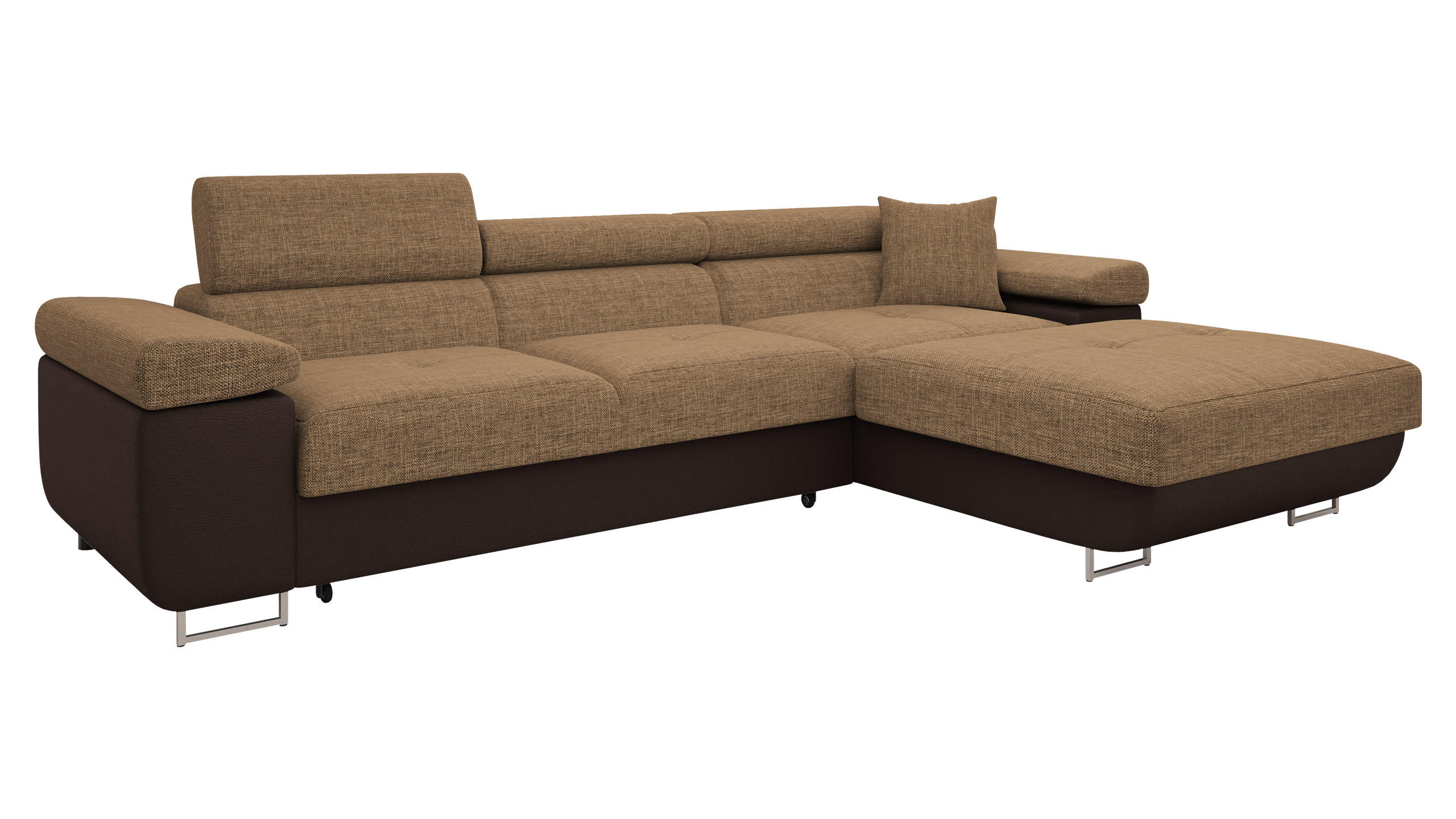 ECKSOFA Torezio Mini, Seite: Rechts - Braun, Holz/Textil (280/170cm) - MIRJAN24