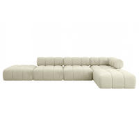 ECKSOFA modulares Sofa Kerru-L2 - 380x190x70 cm Beige Velours - Beige, Holzwerkstoff/Textil (380/190cm) - ALTDECOR