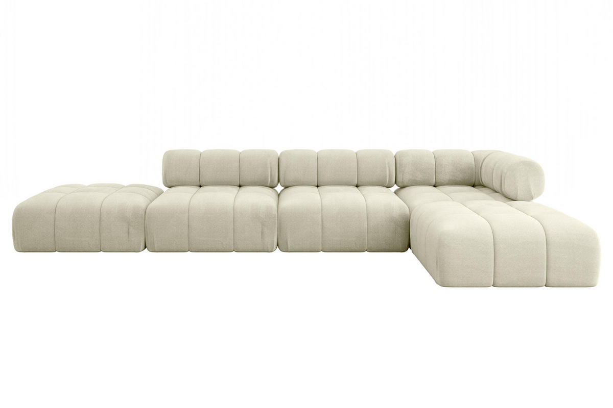 ECKSOFA modulares Sofa Kerru-L2 - 380x190x70 cm Beige Velours - Beige, Holzwerkstoff/Textil (380/190cm) - ALTDECOR