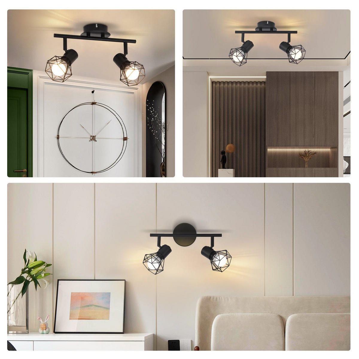 DECKENLEUCHTE Diamonds 28/10/20 cm - Schwarz, Metall (28/10/20cm) - Nettlife