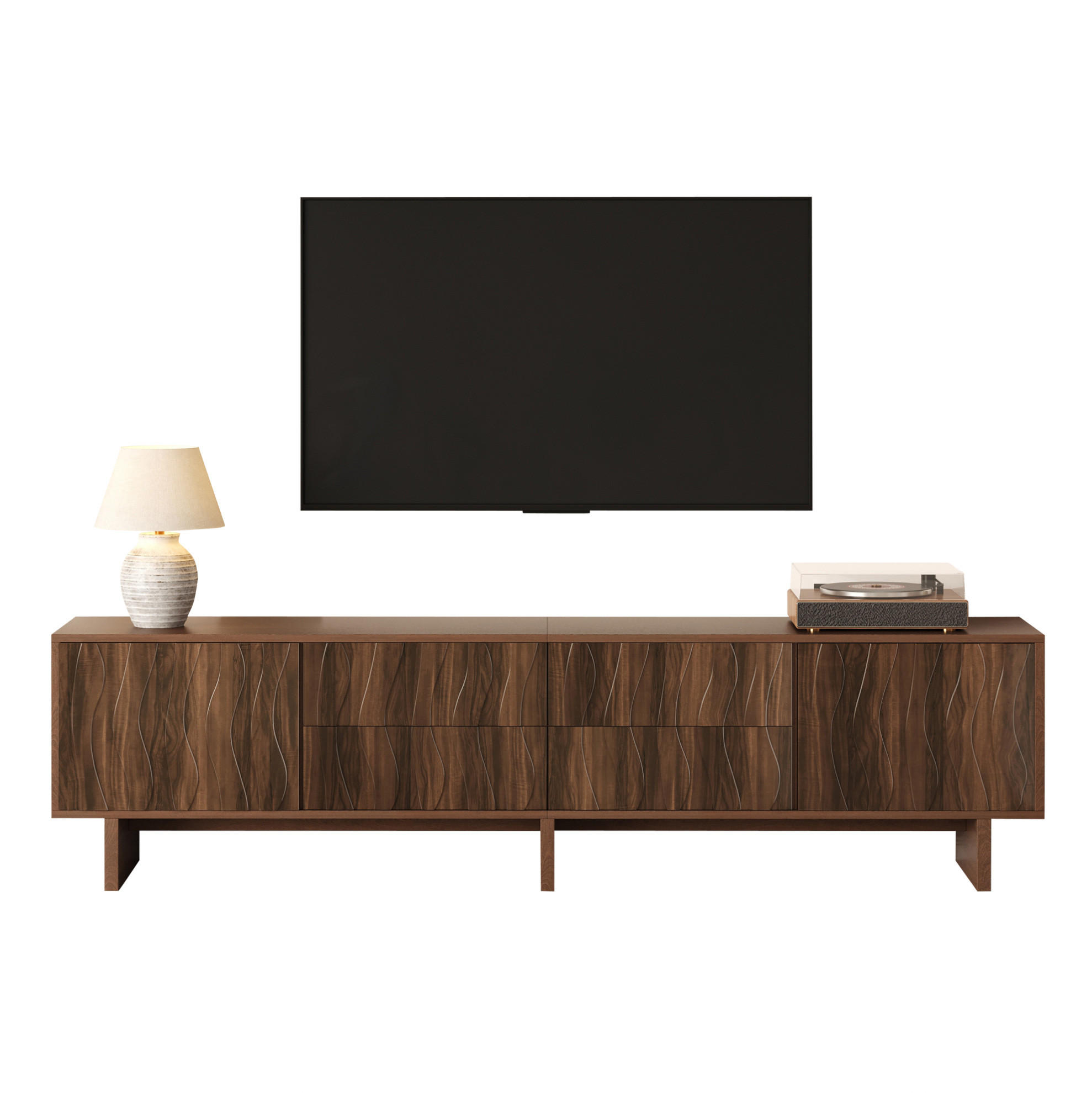 LOWBOARD 180/40/56 cm aus Spanplatte mit 4 Schubladen und 2 Türen Walnussfarben - Braun, Holzwerkstoff (180/56/40cm) - Modenvie