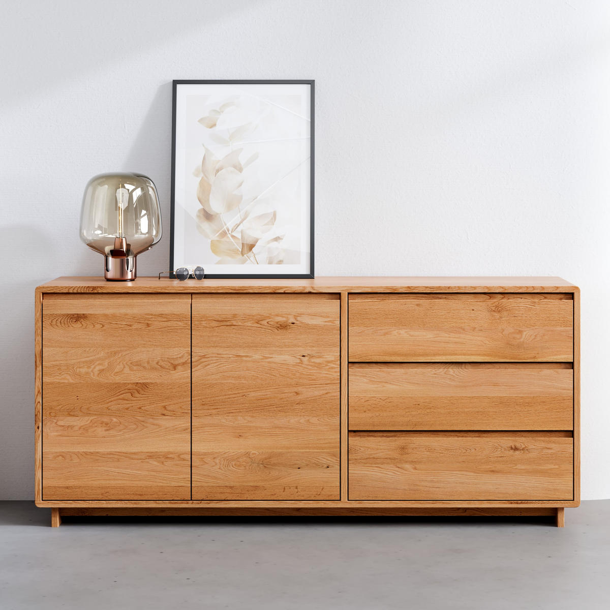 SIDEBOARD Gloire aus massivem Eichenholz 140 cm - Eichefarben/Naturfarben, Holz (140/80/45cm) - Danzz