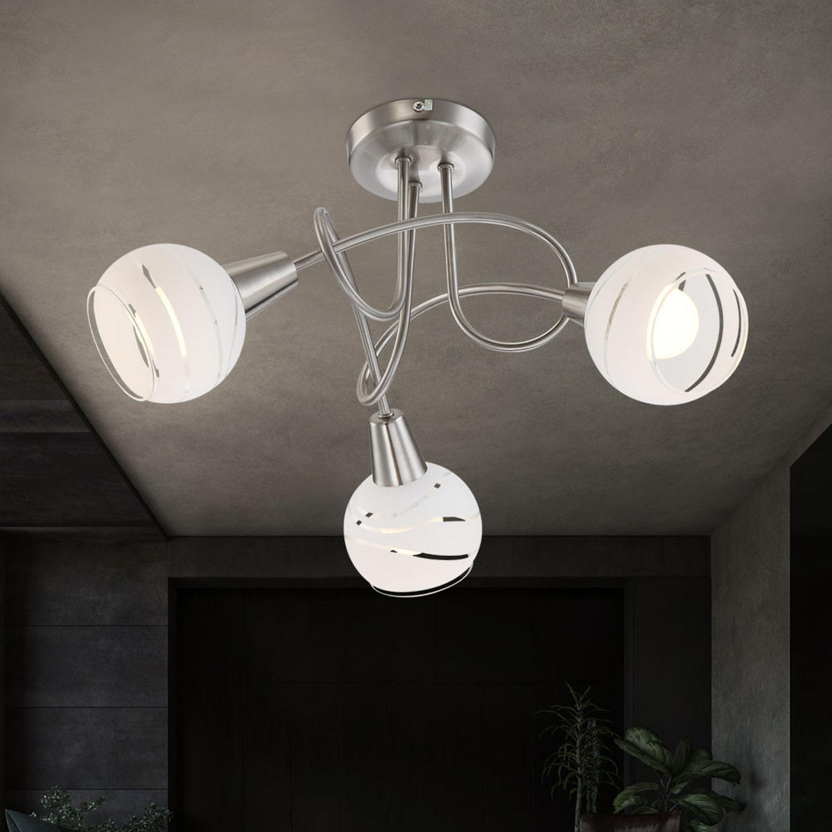 LED DECKENLEUCHTE Metall Silber - Silberfarben, Glas (39/39/24.6cm) - Globo Lighting