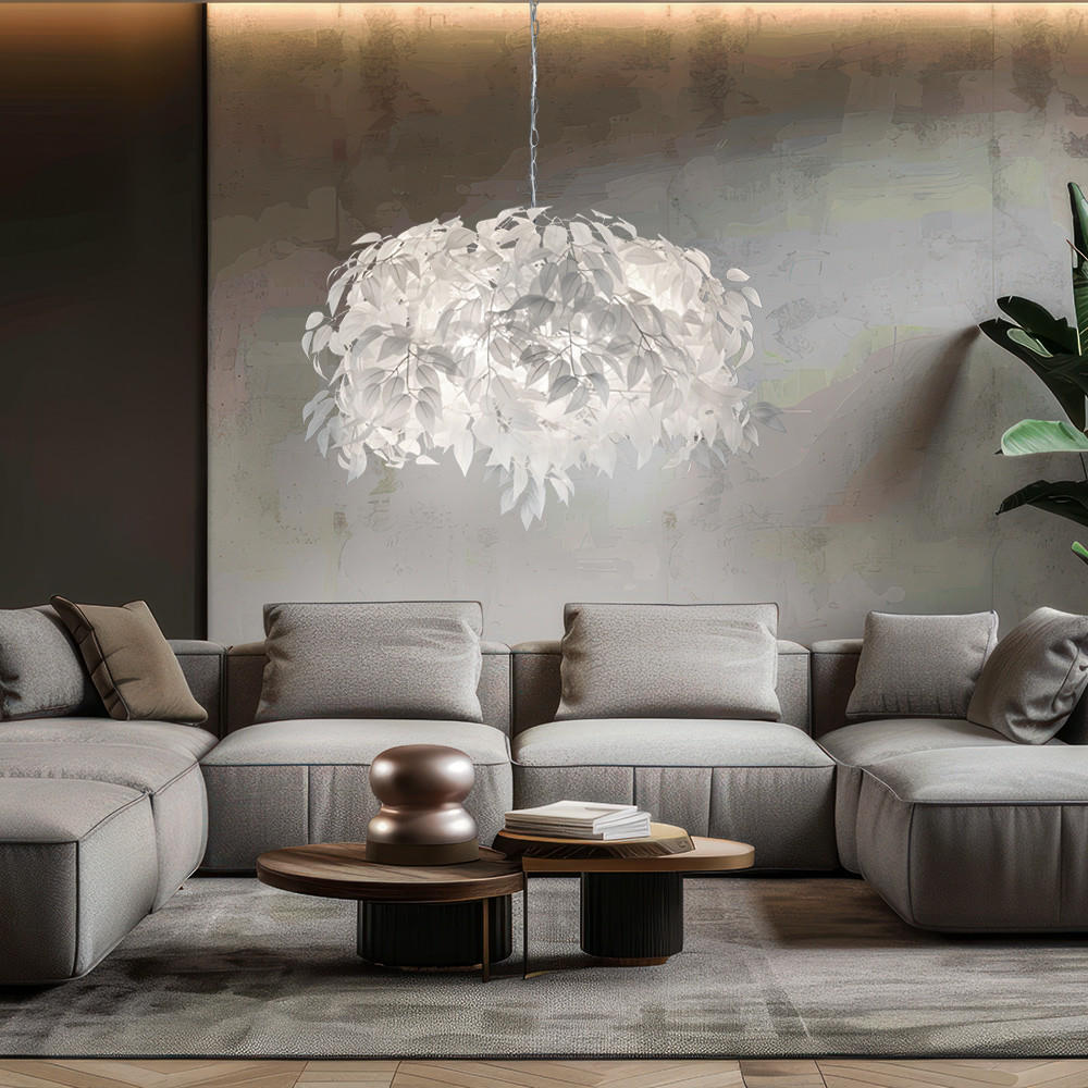 HÄNGELEUCHTE LEAVY Weiß Chrom Blätter - Weiß, Metall (70/70/150cm)