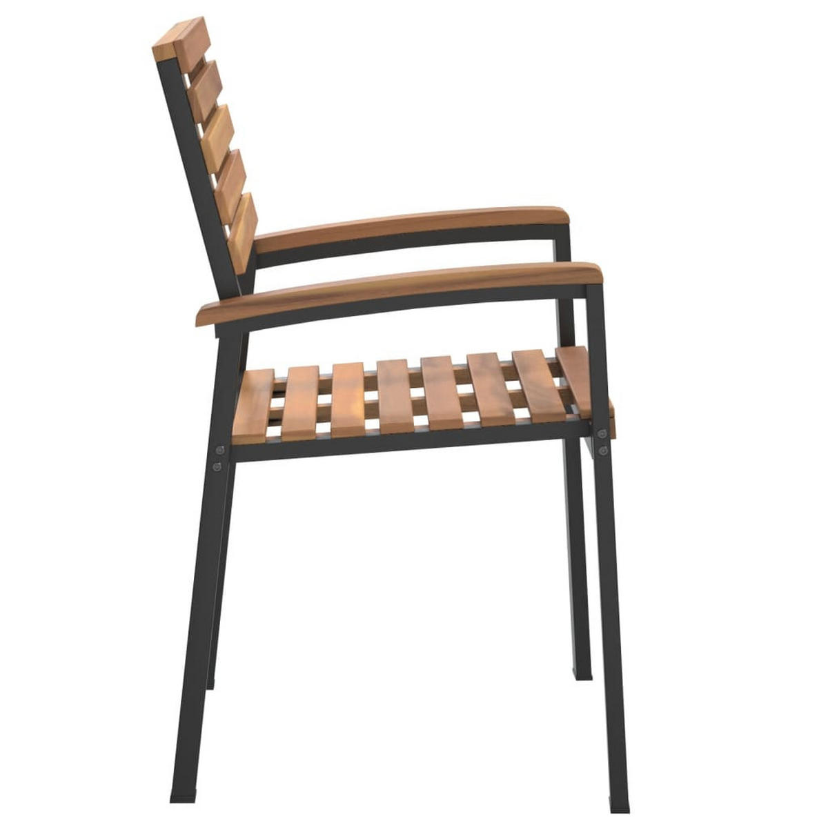 GARTENSTÜHLE Stapelbare 2er Set Massivholz Akazie Und Metall - Braun, Holz (56/87/54.5cm) - vidaXL