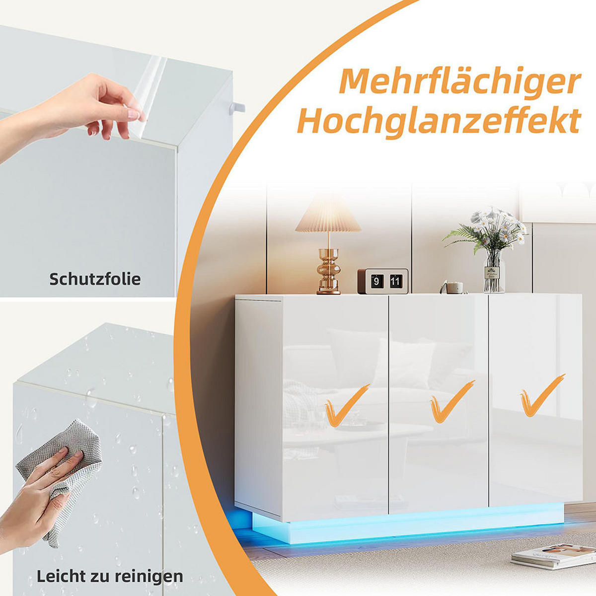 SIDEBOARD 120/40/75CM，weiß - Weiß, Holz (40/75/120cm) - KOMHTOM