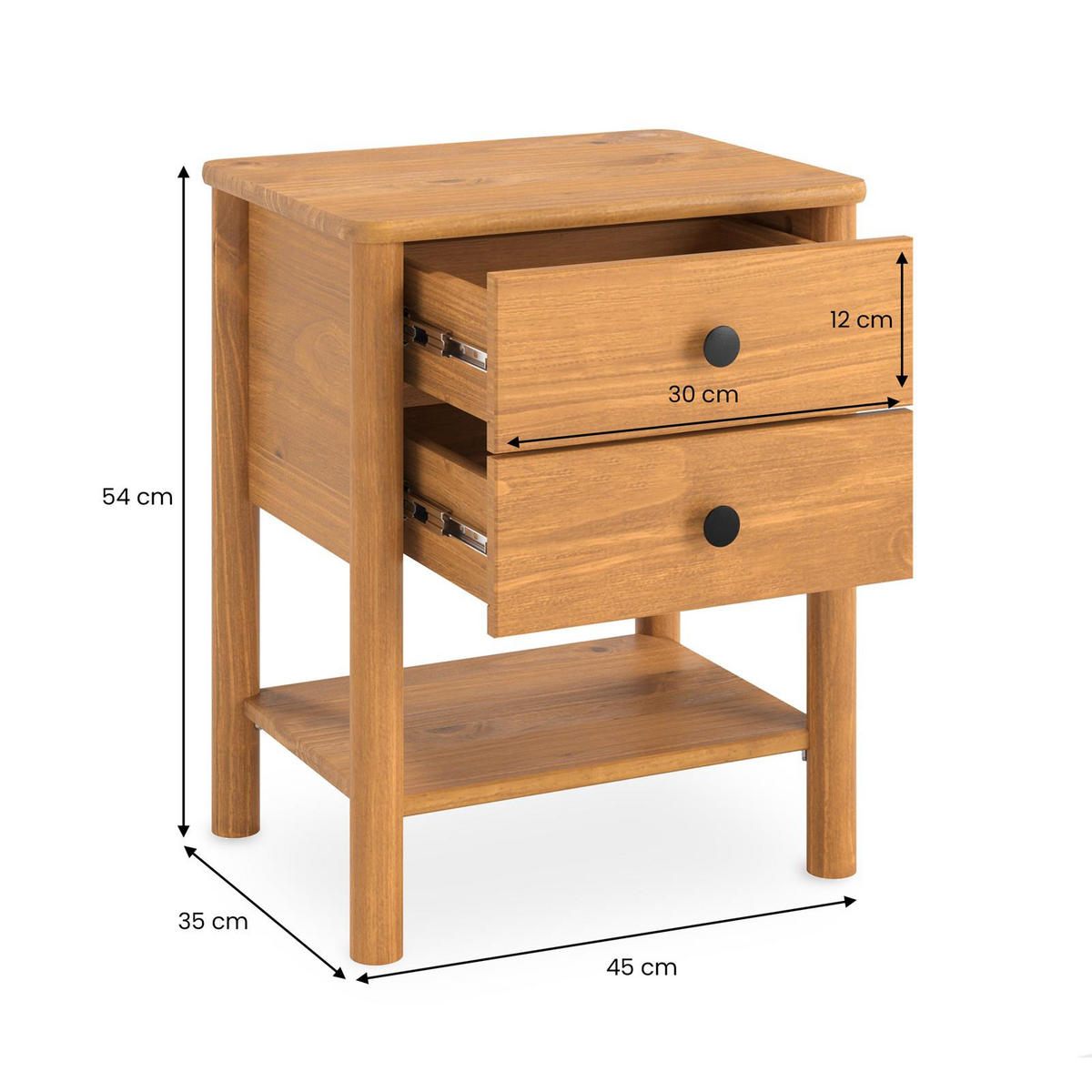 NACHTTISCH APOANA - Eichefarben, Holz (45/53/35cm) - IDIMEX