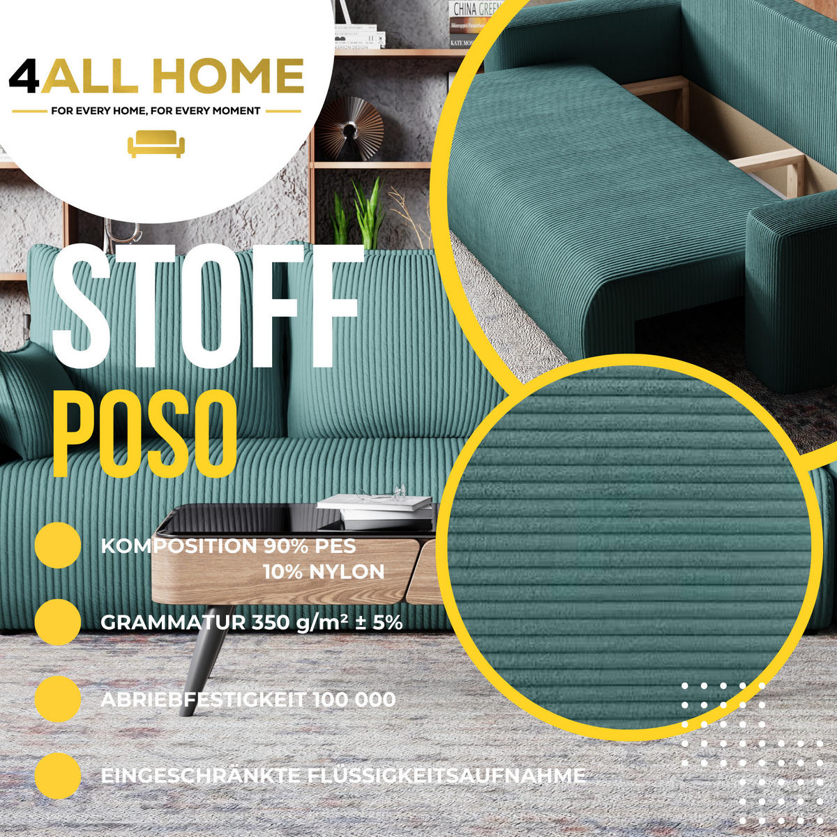 SOFA Bubi mit Bettkasten und Schlaffunktion, Cordstoff - Pastellblau, Holzwerkstoff (242/85/95cm)