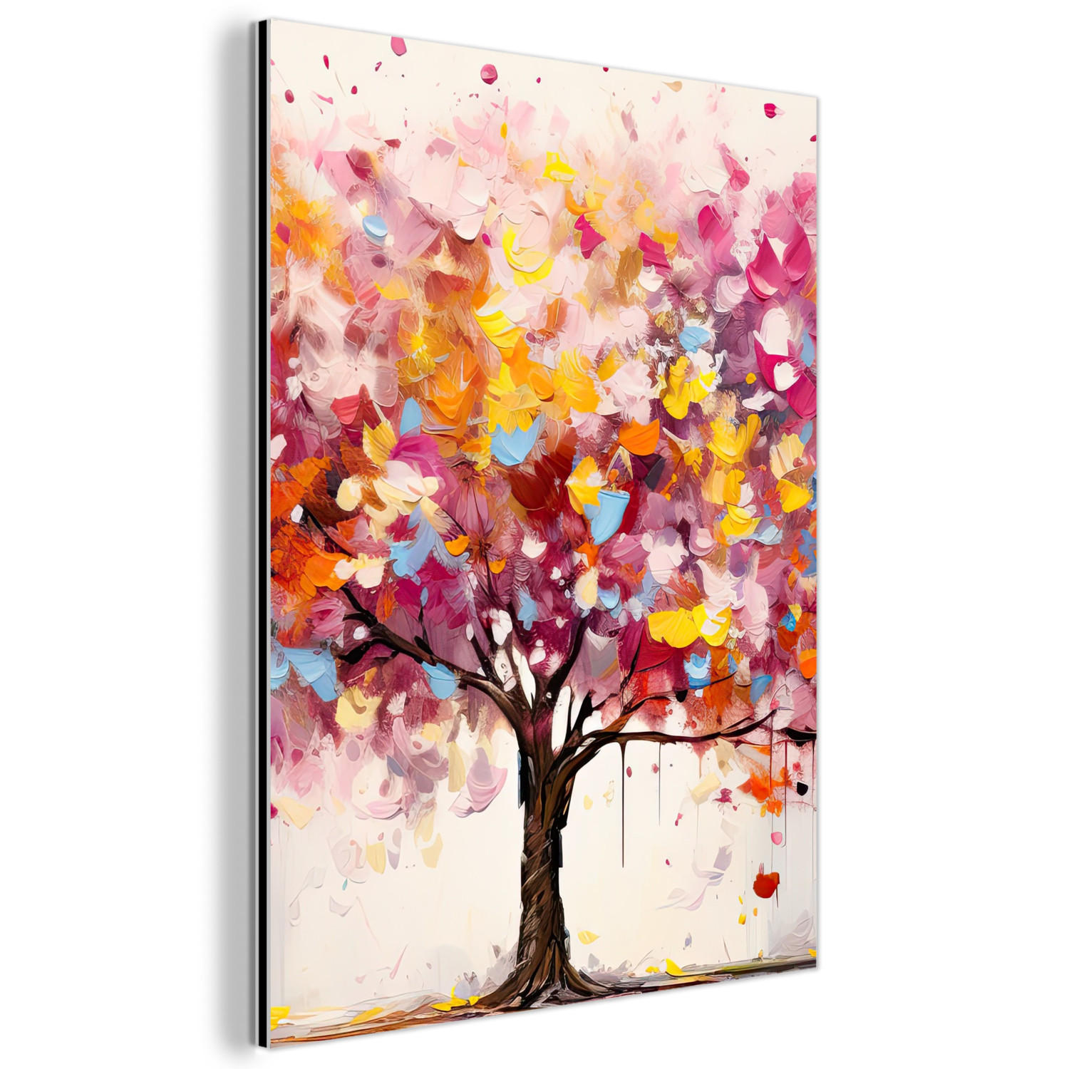 METALLBILD Aquarell - Baum - Kunst - Abstrakt 60x80 cm - Multicolor, Metall (60/80cm) - MuchoWow