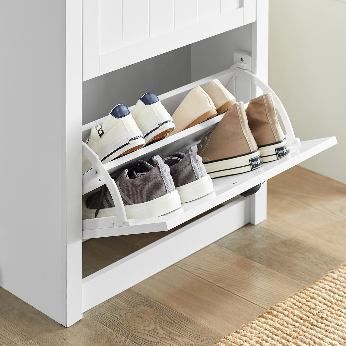 SCHUHSCHRANK Weiß - Weiß, Holzwerkstoff (60/110/24cm) - SoBuy