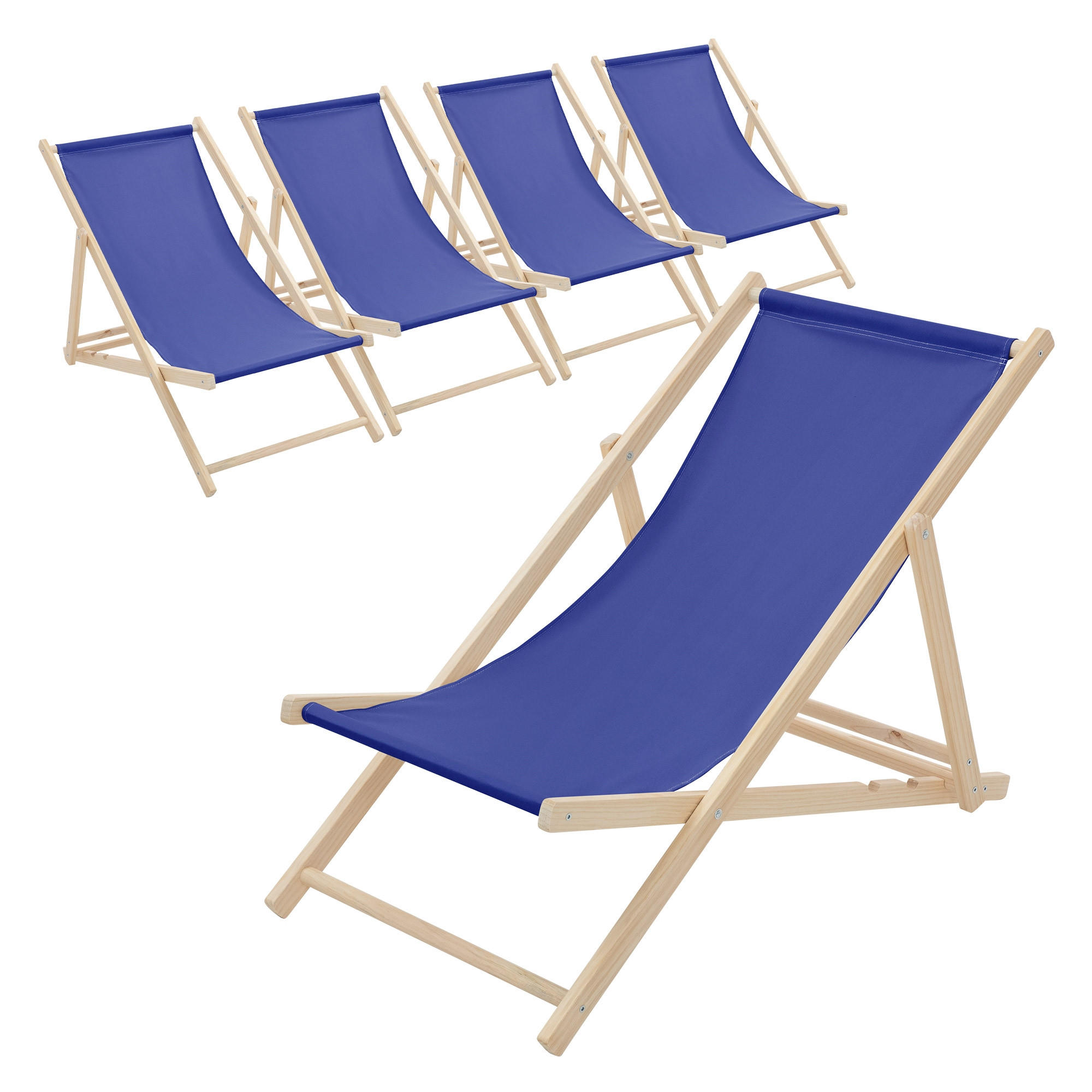 LIEGESTUHL 5er Set Dunkelblau - Dunkelblau, Holz (57.5/83/100cm) - ECD-Germany