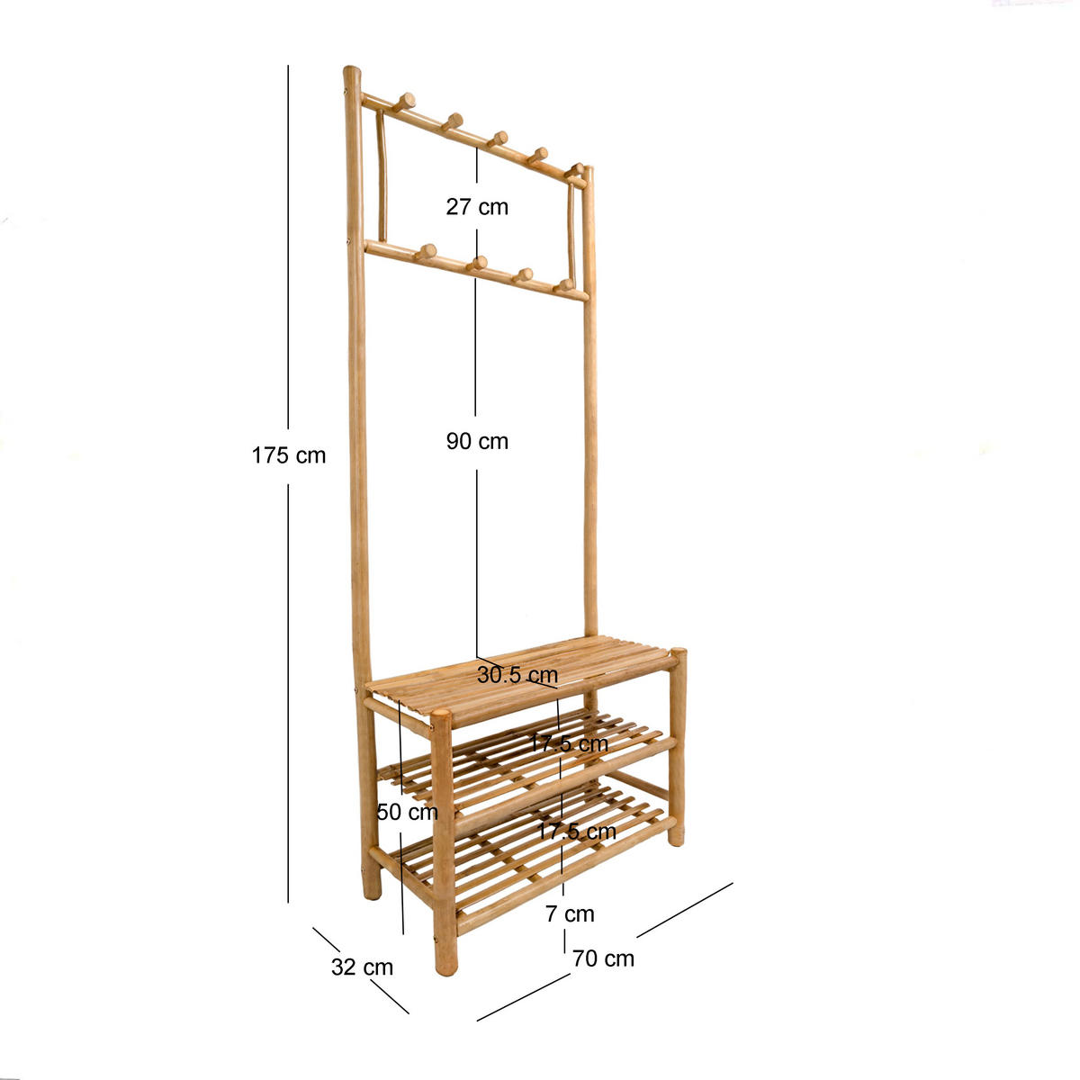 GARDEROBE Holz Braun - Braun, Holz (70/174/30cm) - Nordlys