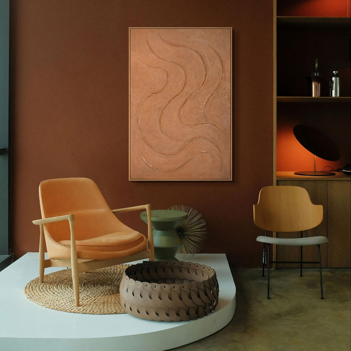 GEMÄLDE Warme Rhythmen Schattenfugenrahmen Grau 140x100 cm - Grau, Holz (140/100cm) - YS-art gallery