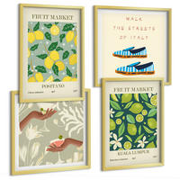 BILDER SET 4er Set - 50x50 cm & 40x60 cm Goldrahmen - Italienische Poster mit Fruchtmotiven - Goldfarben, Kunststoff (50/50cm) - TULUP