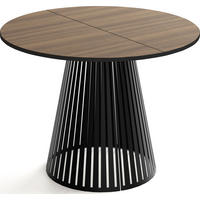 ESSTISCH Naro runder ausziehbarer, Walnuss Braun 100-180/100/76 cm - Walnussfarben/Schwarz, Holzwerkstoff/Metall (100/100/76cm) - WFL GROUP