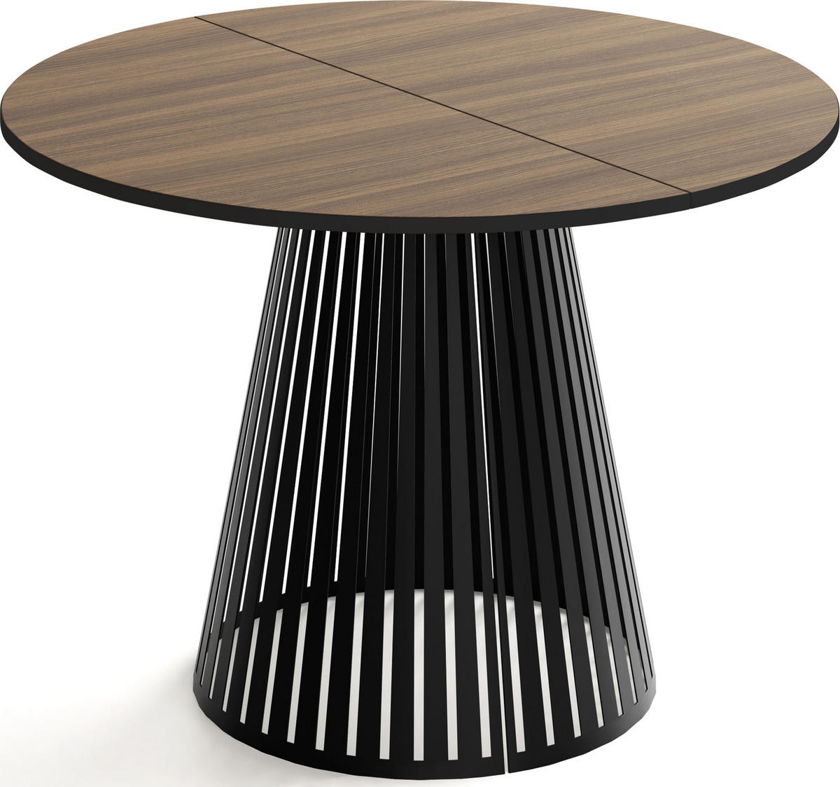 ESSTISCH Naro runder ausziehbarer, Walnuss Braun 100-180/100/76 cm - Walnussfarben/Schwarz, Holzwerkstoff/Metall (100/100/76cm) - WFL GROUP