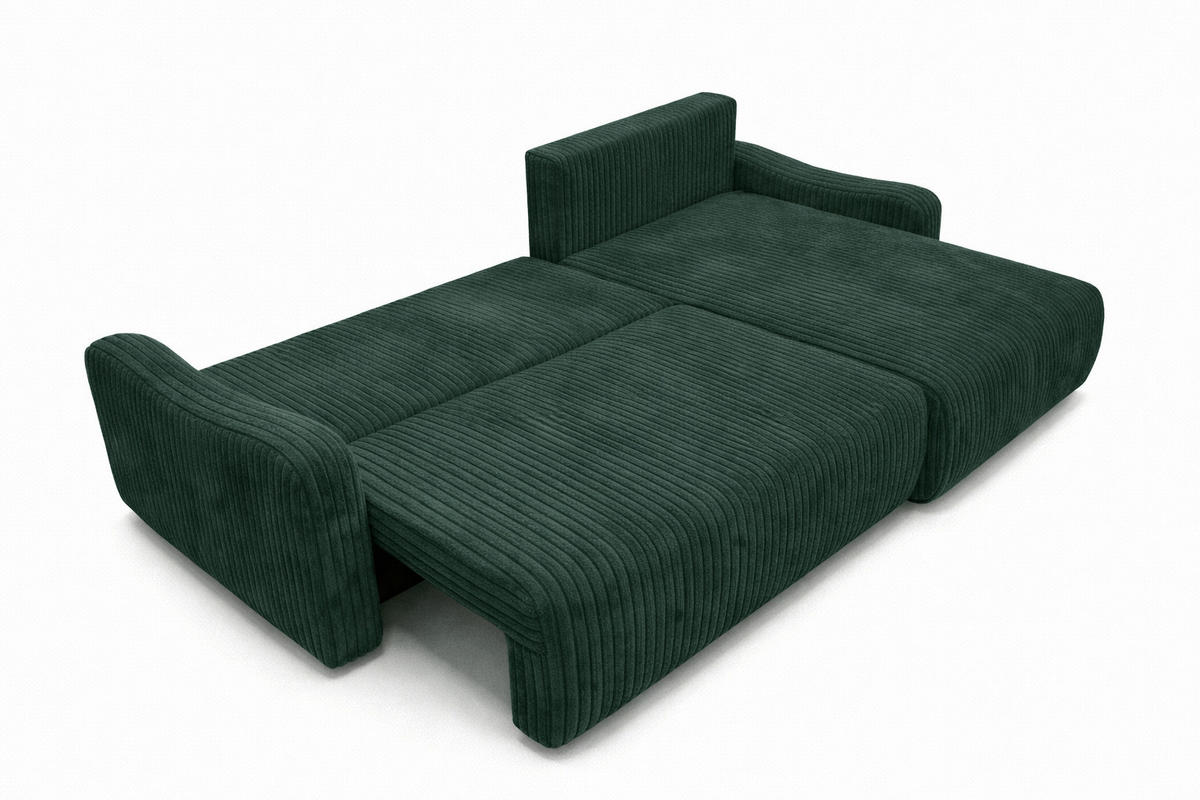 ECKSOFA Mit Schlaffunktion, Cordstoff Tilia, Grün, Rechts, JAPANDI - Grün, Holz (262/145cm) - Kaiser Möbel