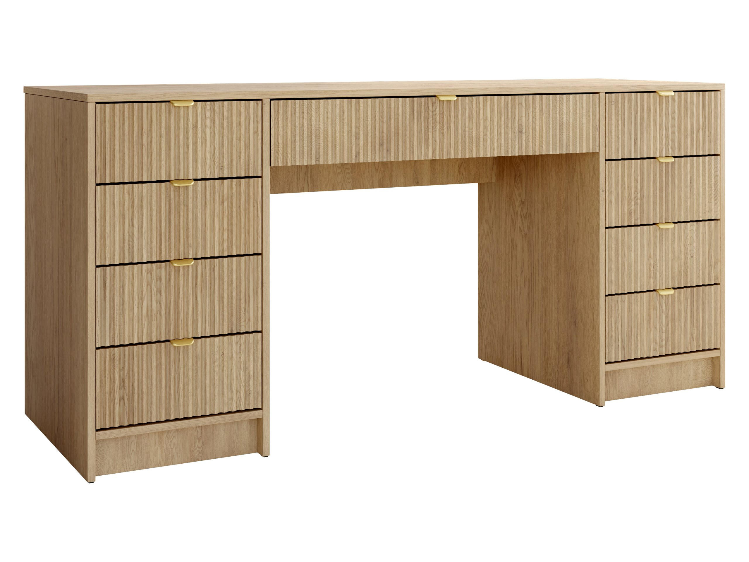 SCHREIBTISCH Tireno Bis - Goldfarben/Naturfarben, Holzwerkstoff/Metall (154/55/76cm) - MIRJAN24