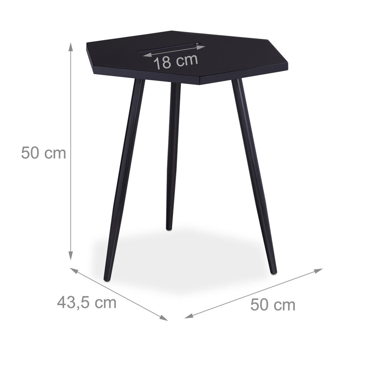 BEISTELLTISCH - Schwarz, Holzwerkstoff/Metall (43.5/50/50cm) - Relaxdays