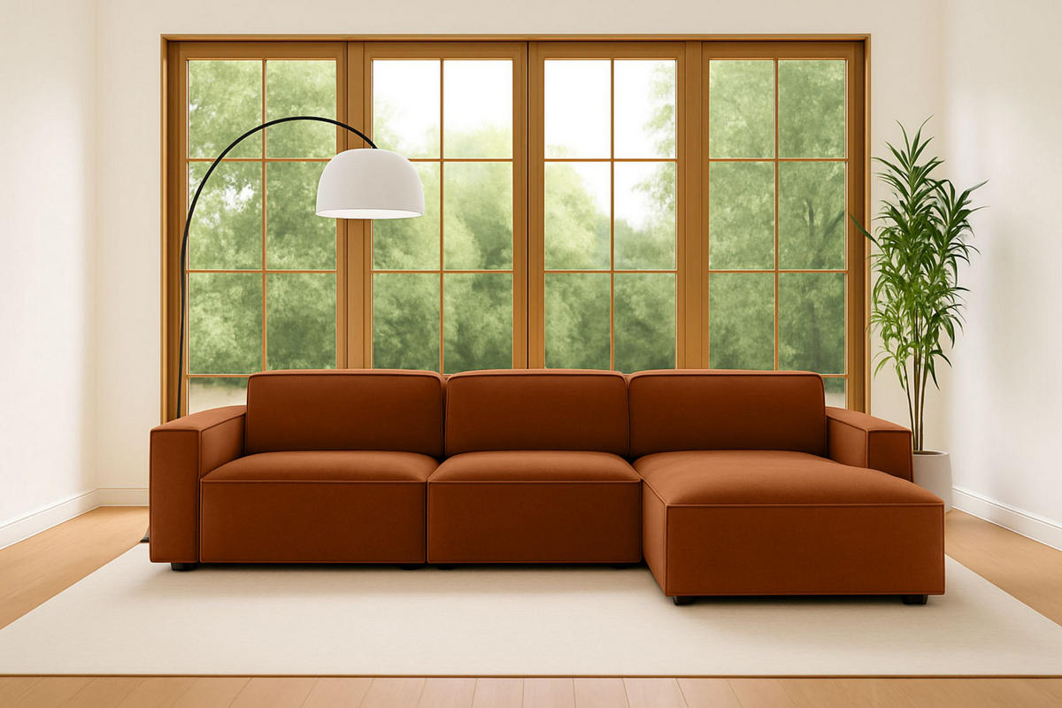 ECKSOFA Cursal L-Form, Stoff Salvador, Braun, Rechts - Braun, Holz (284/166cm) - Kaiser Möbel